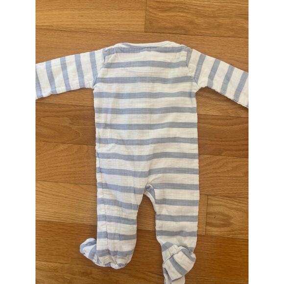 Aden by Aden + Anais Cotton Blue Stripe Baby Boy Onesie Footie Sleeper 0-3 Mnths - Picture 3 of 5